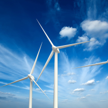 Wind generator turbines in sky